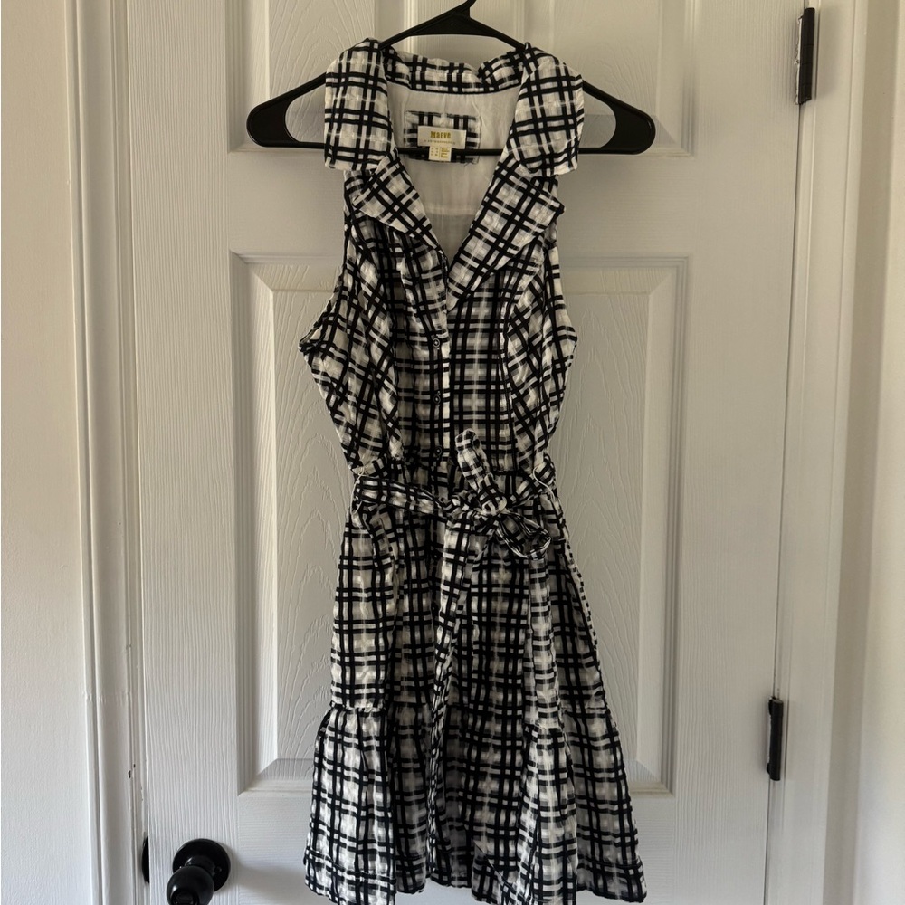 Maeve Black and White Plaid Mini Dress